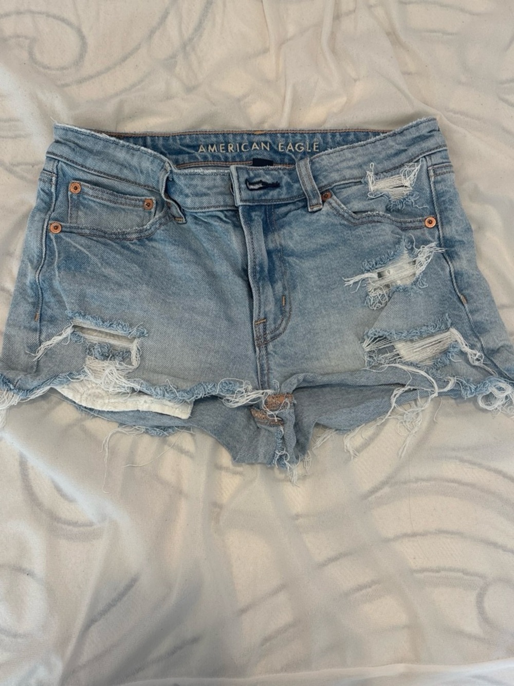 American Eagle Outfitters Light Wash Distressed Denim Cutoff Shorts